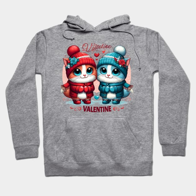 Adorable Couple Cats for Valentine's Day Hoodie by HaMa-Cr0w